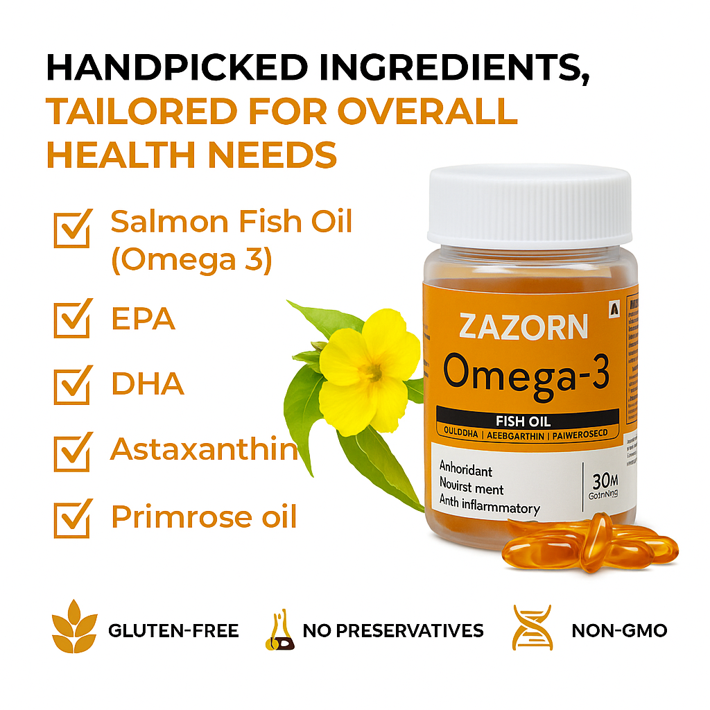 ZAZORN® Omega-3 Capsules | Pure Fish Oil 1200mg - Enhanced Formula